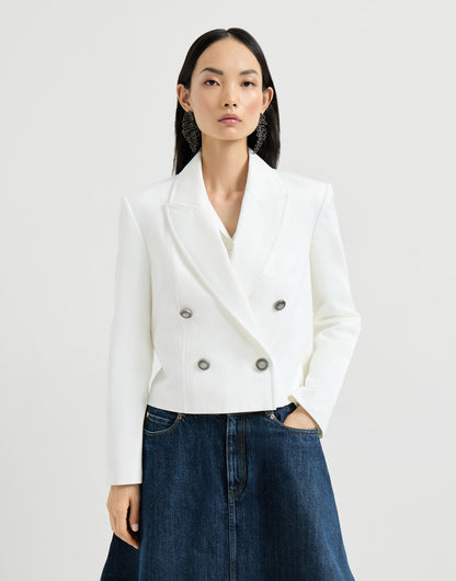 Cotton and paper yarn diagonal blazer with monili