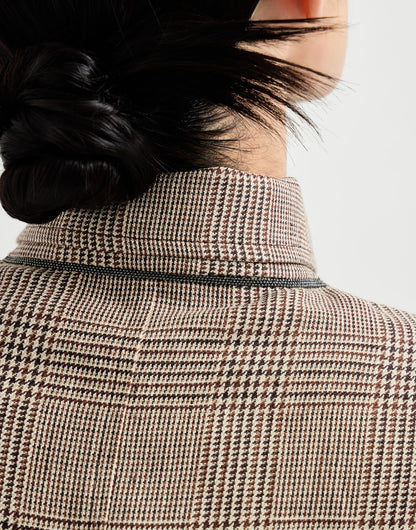 Linen Prince of Wales jacket with monili