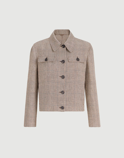 Linen Prince of Wales jacket with monili