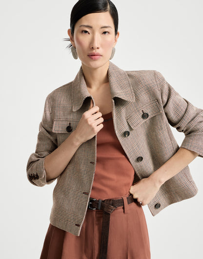 Linen Prince of Wales jacket with monili