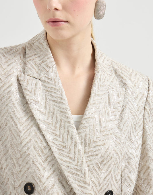 Dazzling maxi chevron embroidery blazer in linen