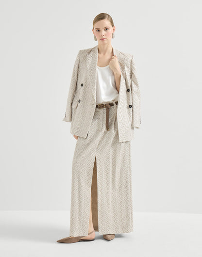 Dazzling maxi chevron embroidery blazer in linen