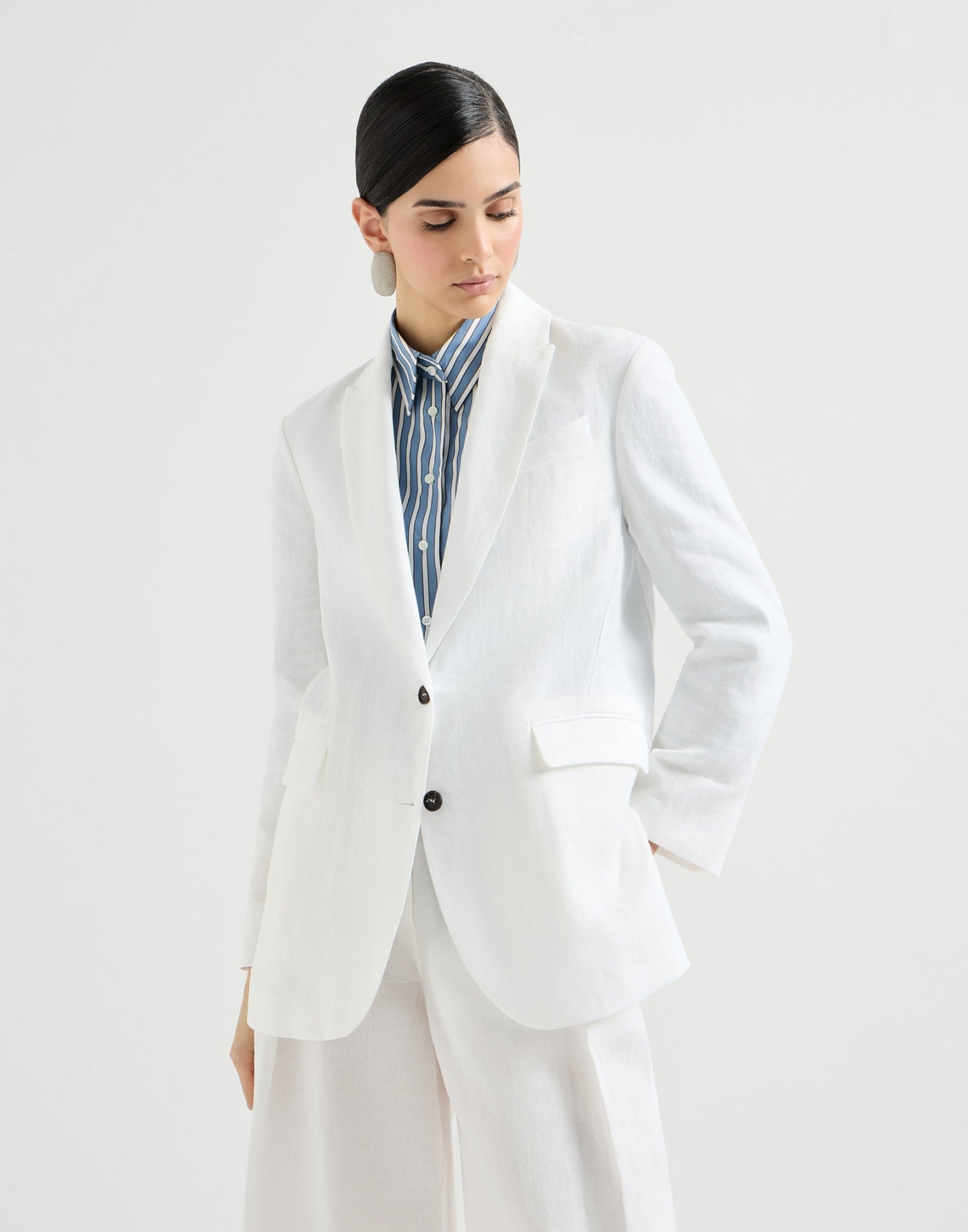 Cotton blazer with monili