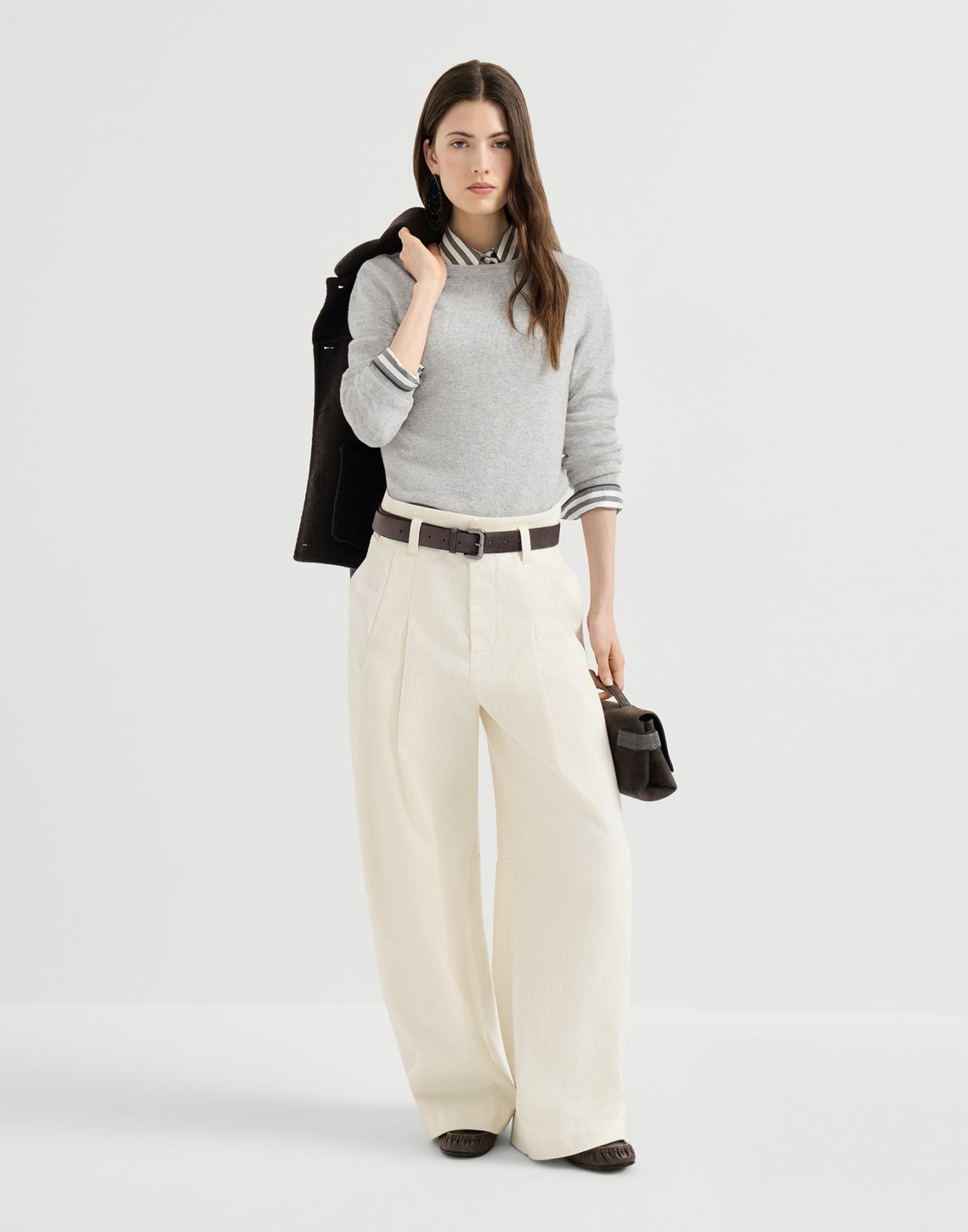 Cashmere sweater with monili