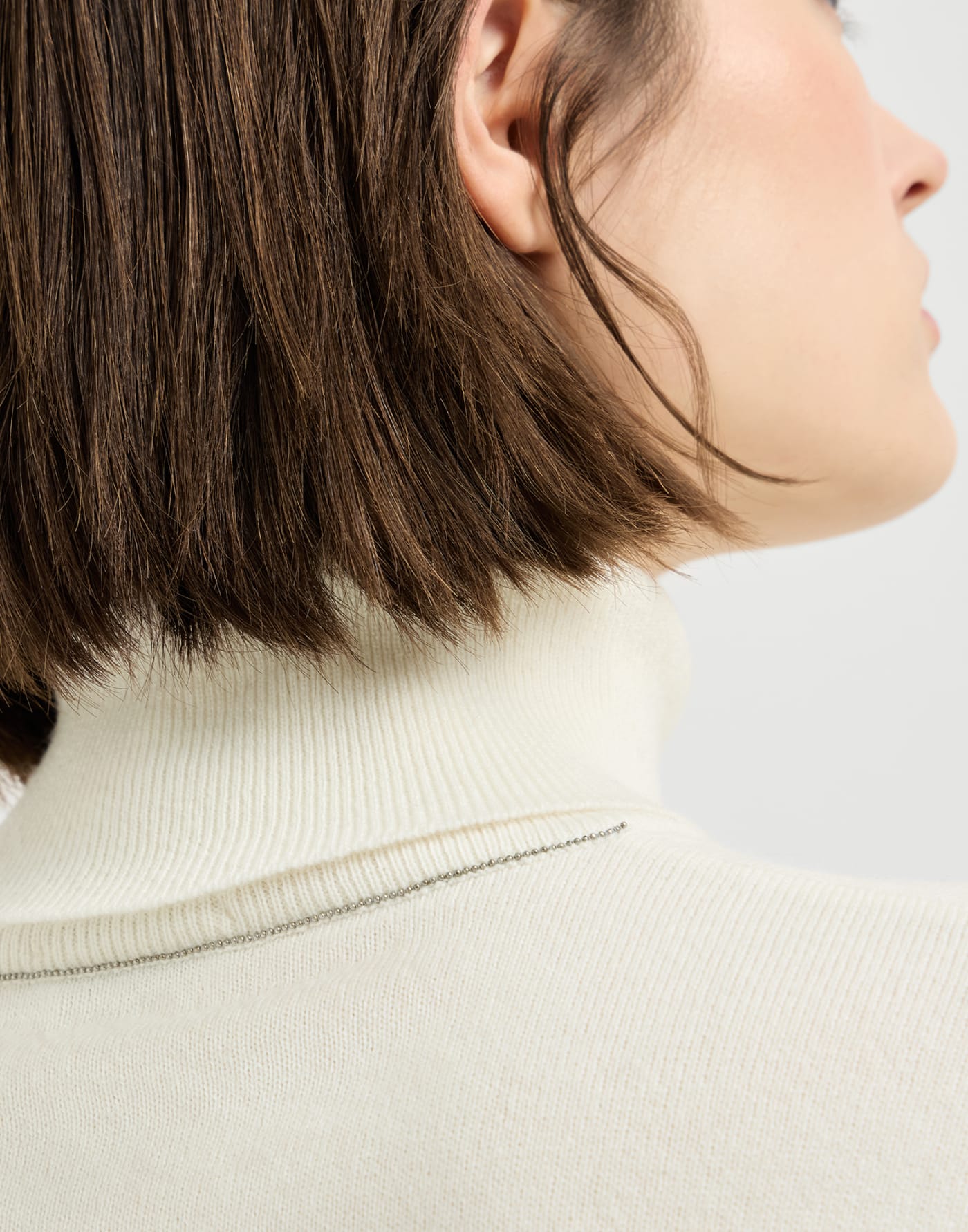 Cashmere turtleneck sweater with monili