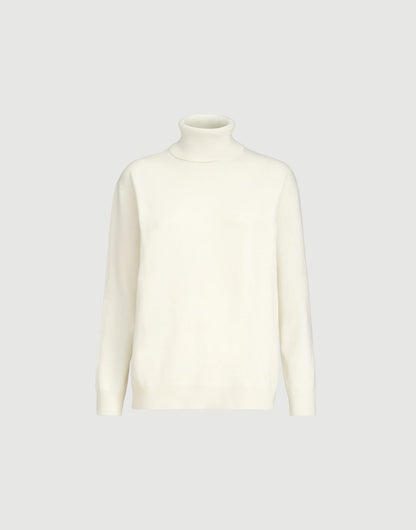 Cashmere turtleneck sweater with monili
