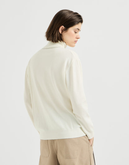 Cashmere turtleneck sweater with monili