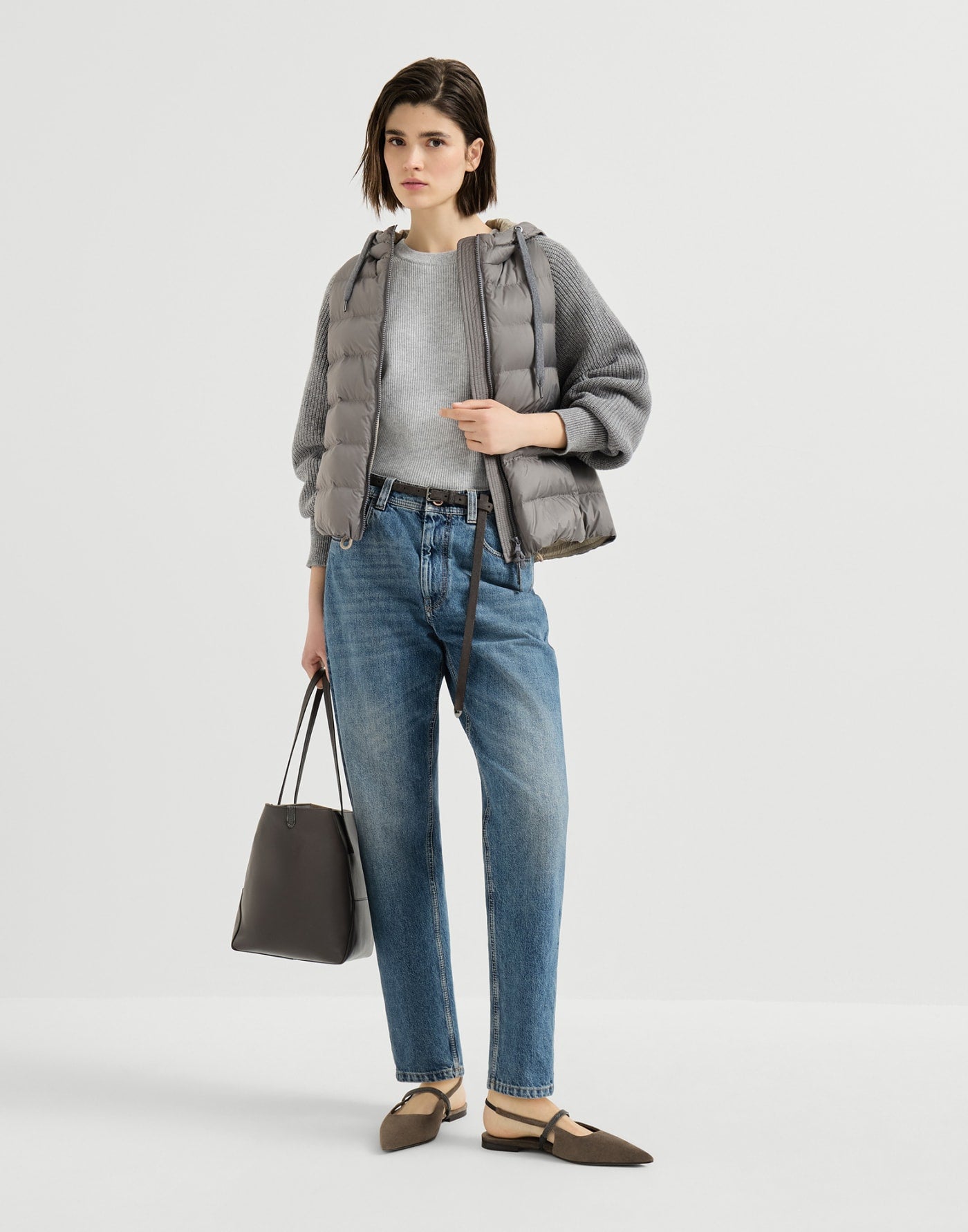 Cashmere English rib sweater with monili