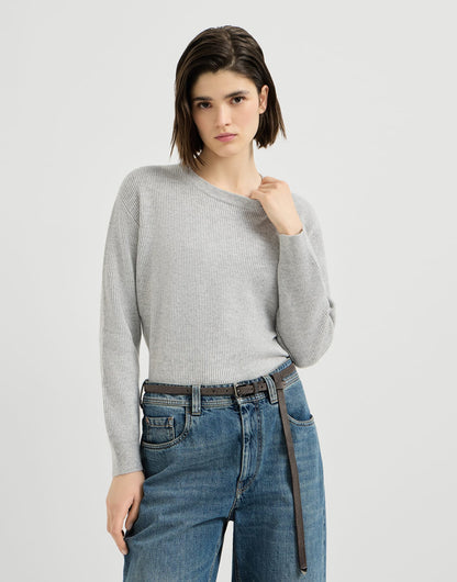 Cashmere English rib sweater with monili