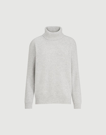 Cashmere English rib turtleneck sweater with monili