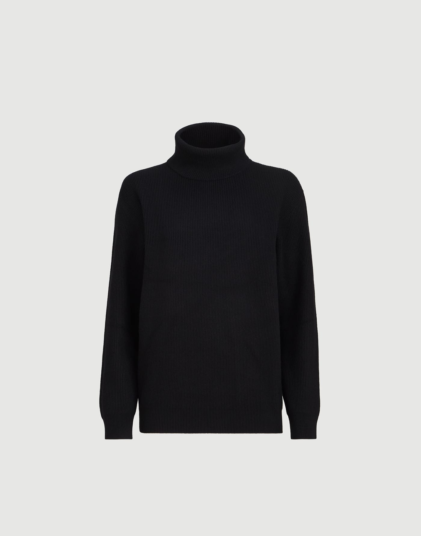 Cashmere English rib turtleneck sweater with monili