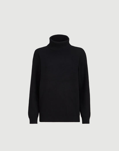 Cashmere English rib turtleneck sweater with monili