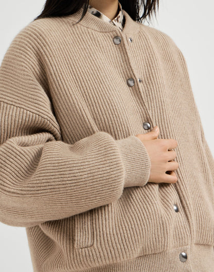 Cashmere English rib knit bomber jacket with Thermore&reg; padding