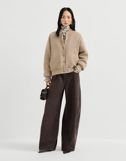 Cashmere English rib knit bomber jacket with Thermore&reg; padding