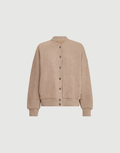 Cashmere English rib knit bomber jacket with Thermore&reg; padding