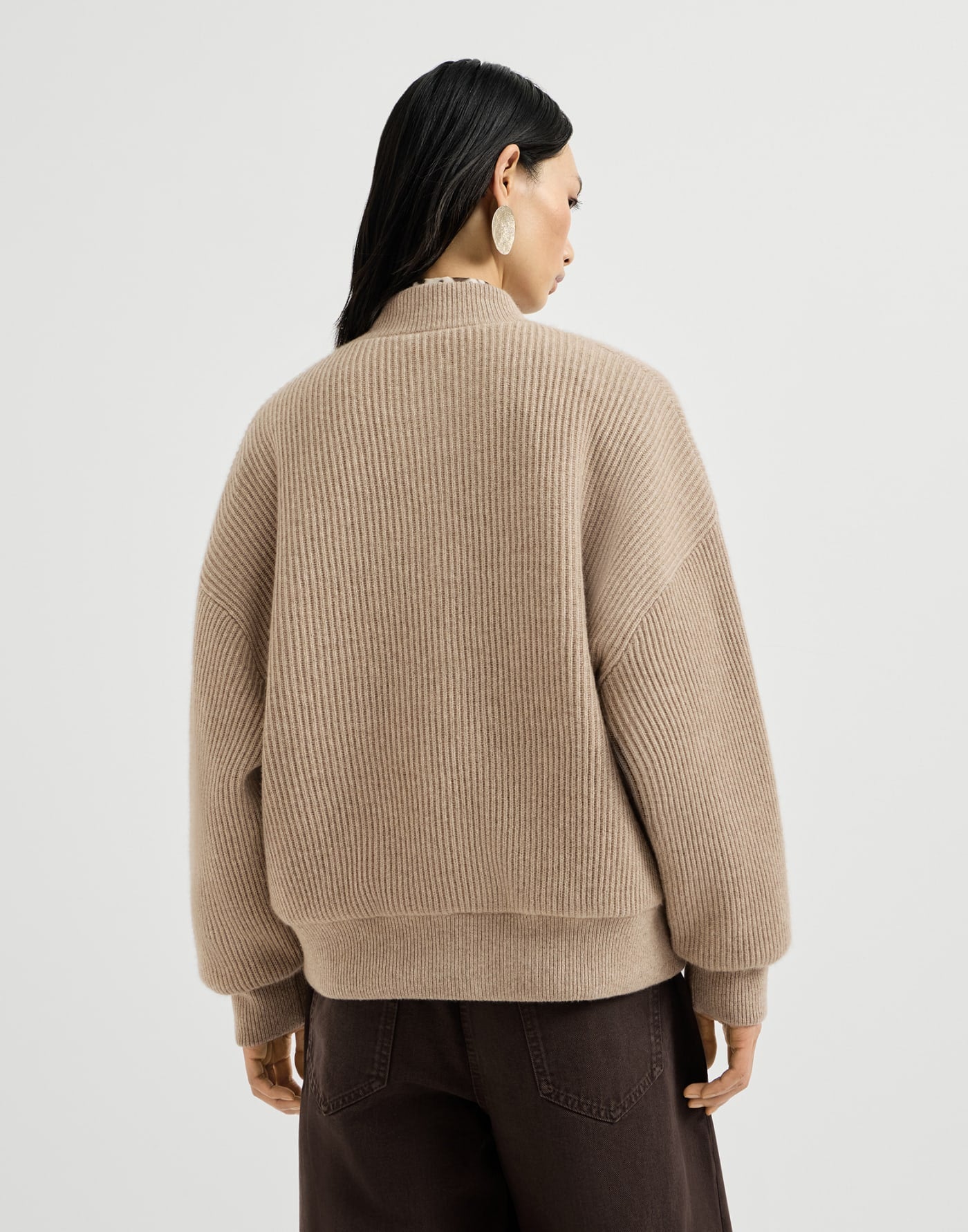 Cashmere English rib knit bomber jacket with Thermore&reg; padding
