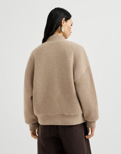 Cashmere English rib knit bomber jacket with Thermore&reg; padding