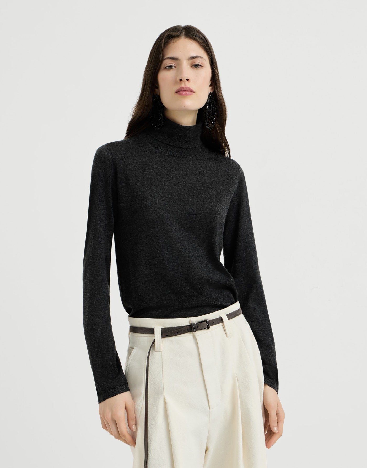 Cashmere and silk lightweight turtleneck sweater