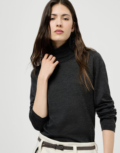 Cashmere and silk lightweight turtleneck sweater