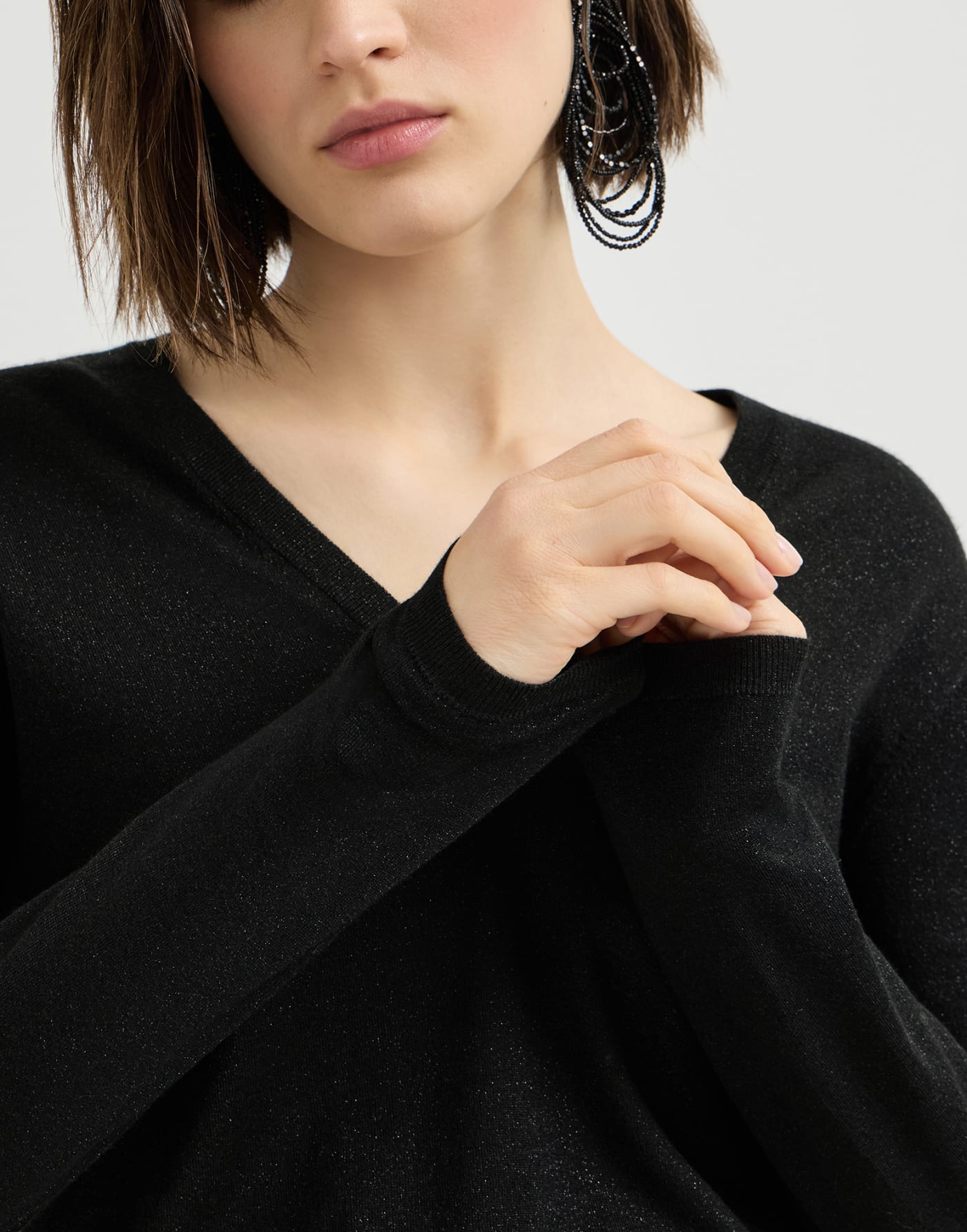 Cashmere and silk sparkling lightweight sweater