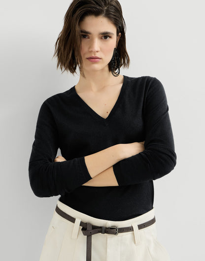 Cashmere and silk sparkling lightweight sweater