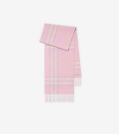 Check Cashmere Scarf in Bow pink