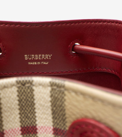 Mini Check Bucket Bag in Archive beige/ruby red