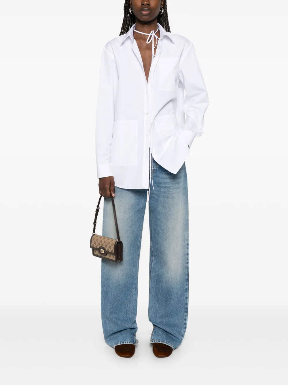 Low rise denim trousers