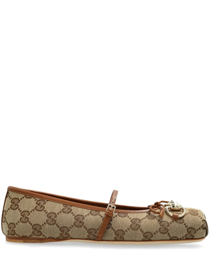 print strap ballet flats