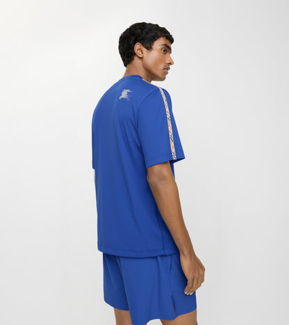Check Trim Jersey T-shirt in Knight blue