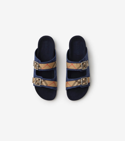 Check Denim Urchin Sandals in Navy