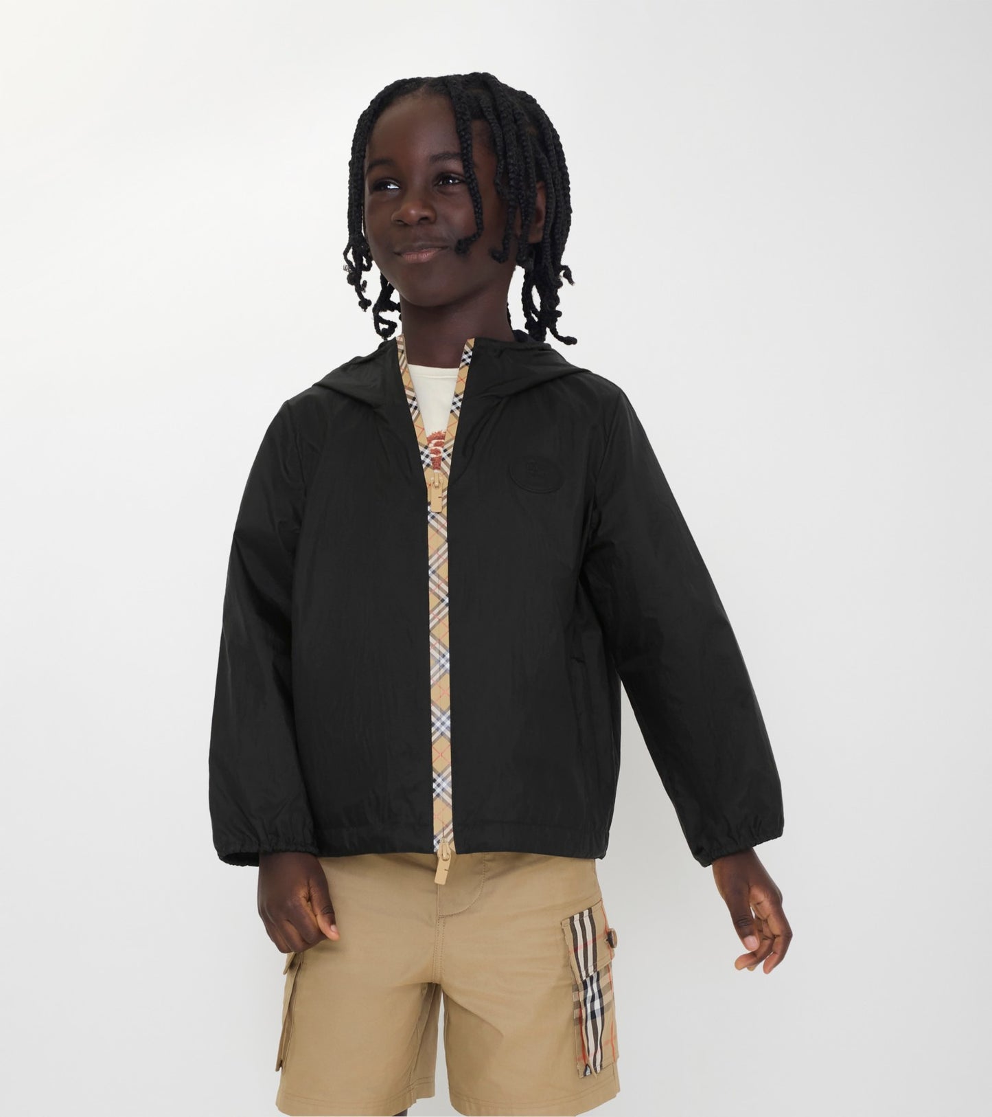 Checker-tape Nylon Hooded Jacket in Light mint