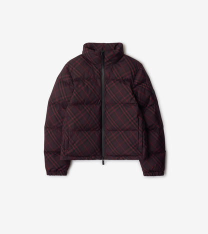 Check Ambleside Puffer Jacket in Wine red