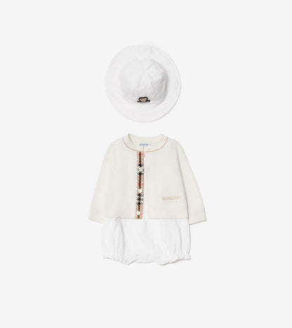 Logo Cotton Cardigan in Ivory white - Children