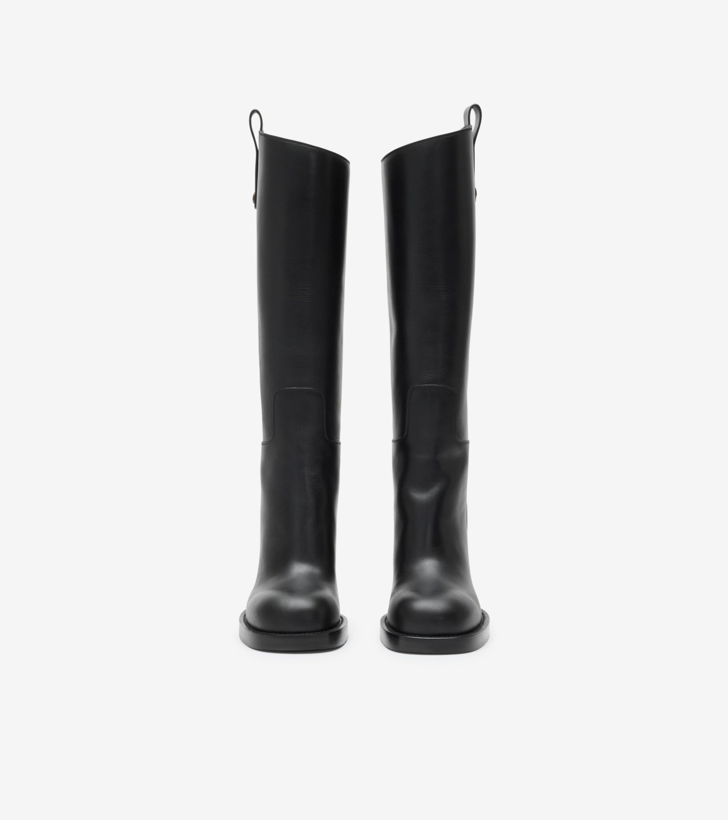 Leather Cavalier Heel Boots in Black