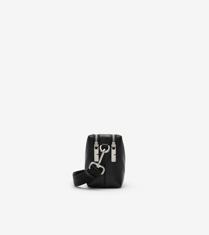Embossed Check Crossbody Bag in Black