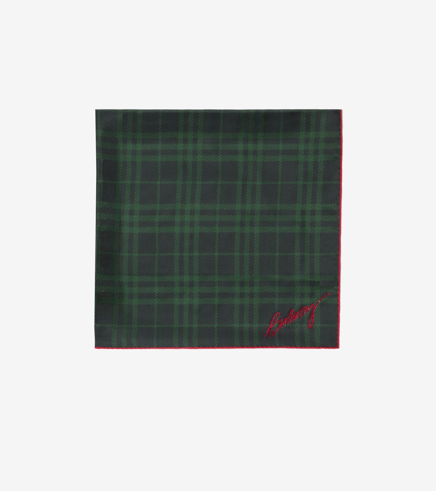 Crystal Knight Check Silk Scarf in Brigade green
