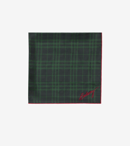 Crystal Knight Check Silk Scarf in Brigade green