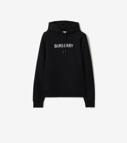 Logo Cotton Hoodie in Black