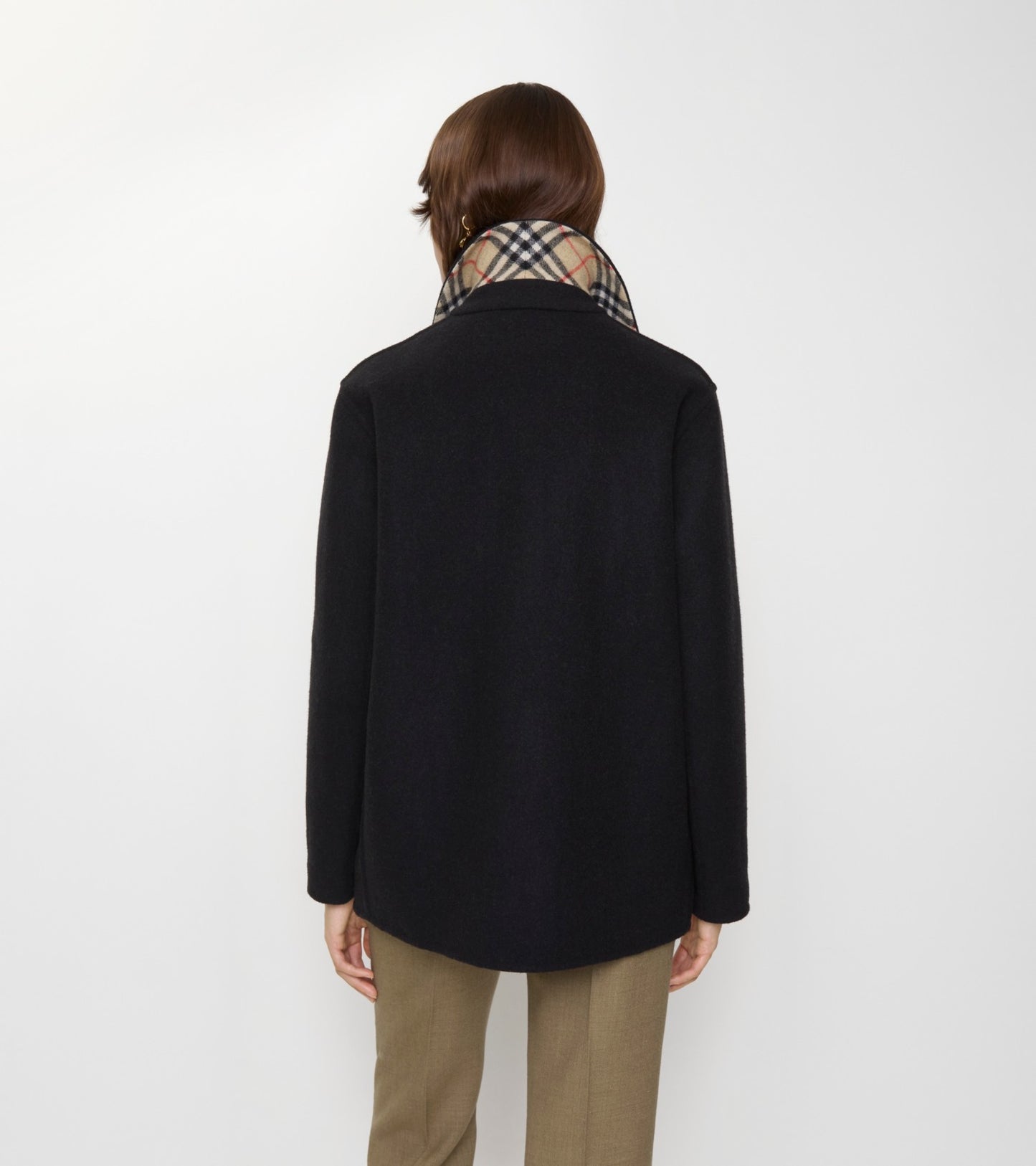 Wool Overshirt in Black/sand beige