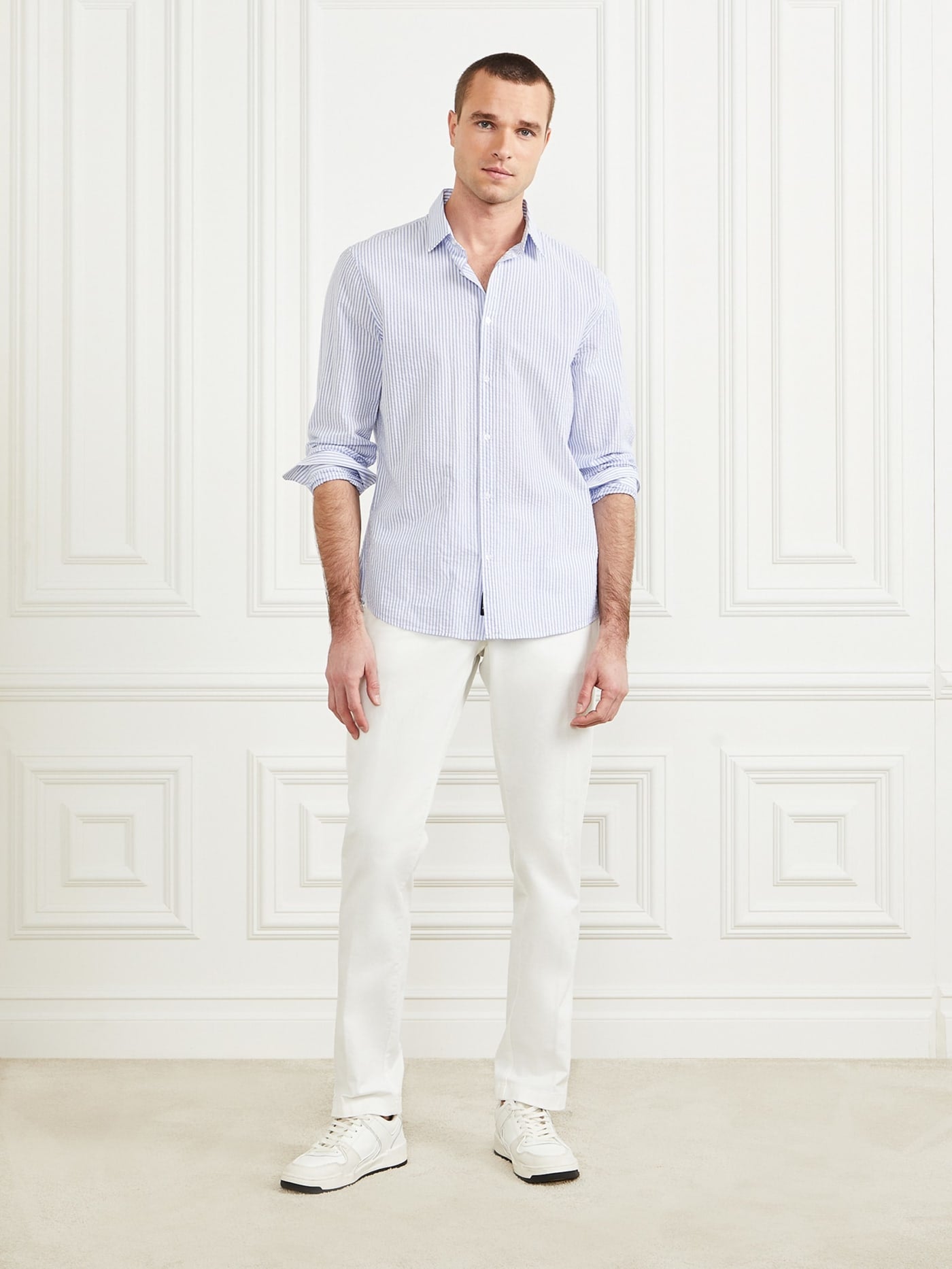 Seersucker Italian Notched Cuff Shirt