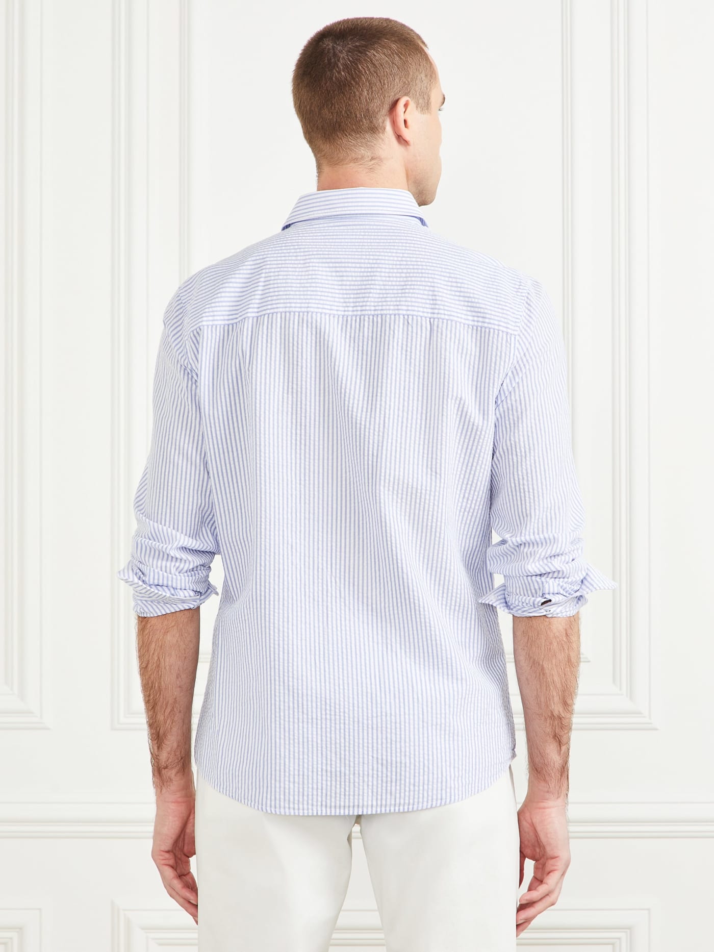 Seersucker Italian Notched Cuff Shirt