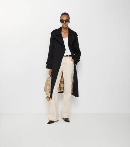 Long Castleford Trench Coat in Black
