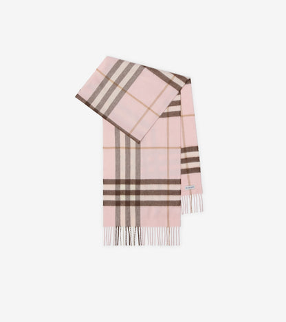 Check Cashmere Scarf in Bow pink