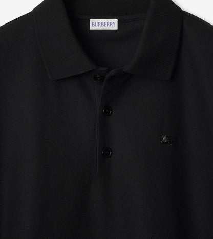 Metal Knight Cotton Polo Shirt in Black
