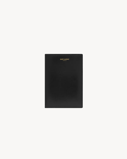 SAINT LAURENT PARIS PASSPORT HOLDER IN LACQUERED LEATHER