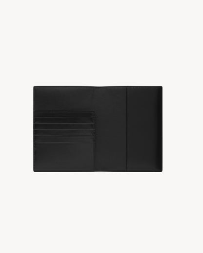 SAINT LAURENT PARIS PASSPORT HOLDER IN LACQUERED LEATHER