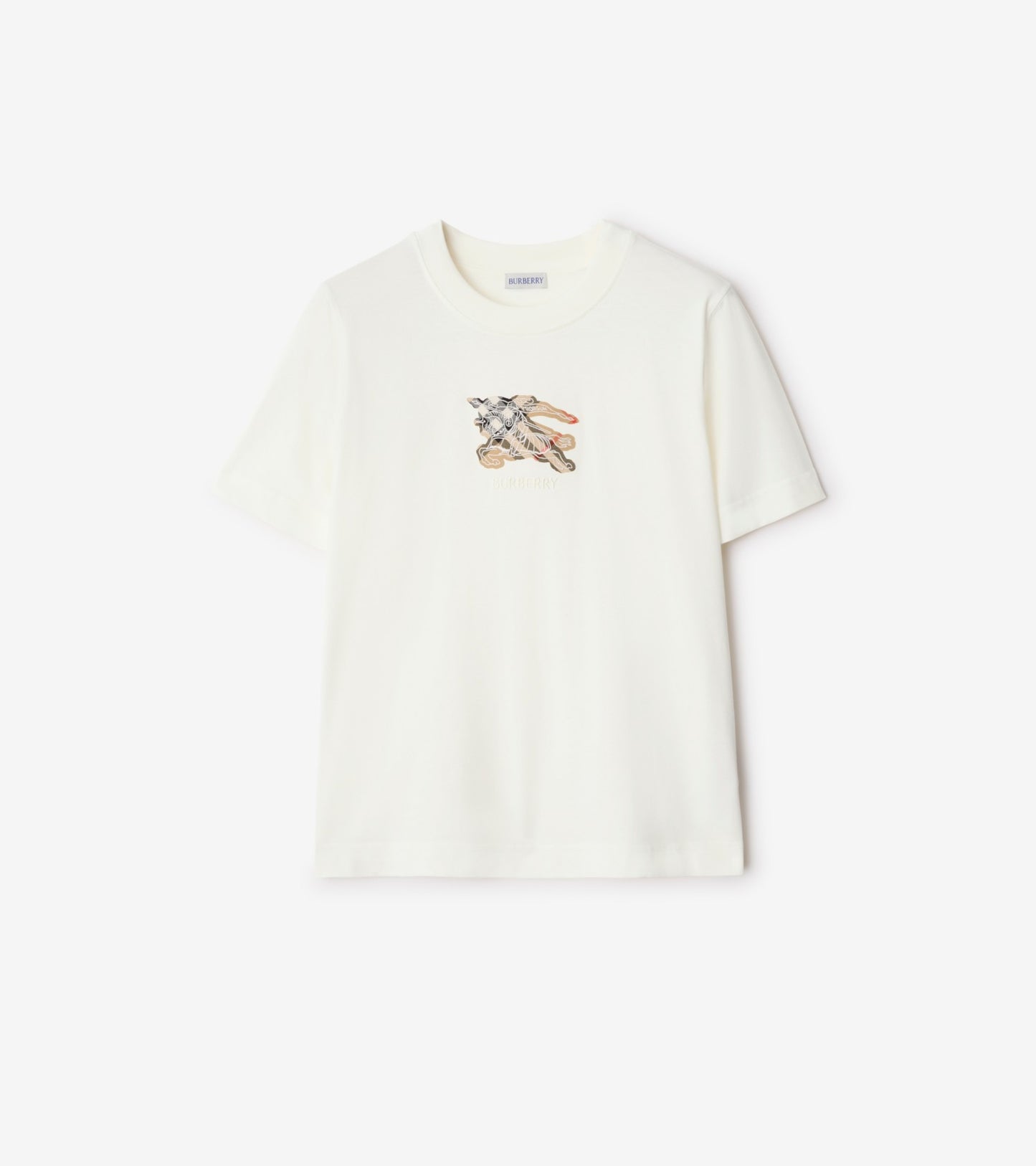 Knight Check Cotton T-shirt in Chalk white