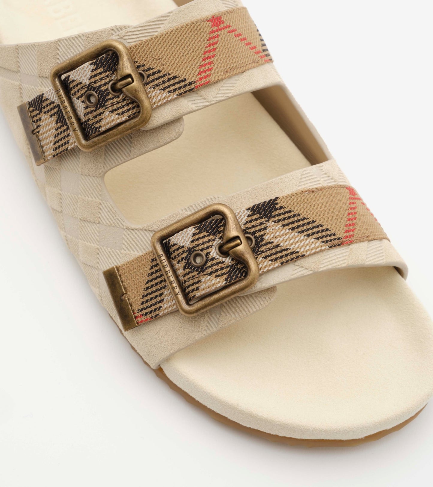 Check Suede Urchin Sandals in Bake beige