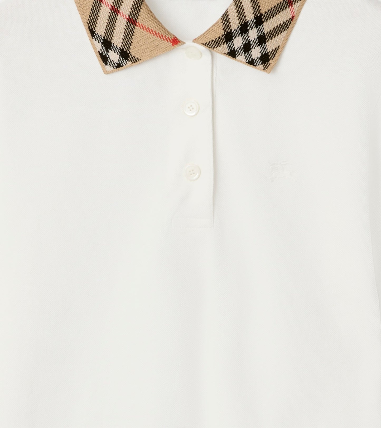 Check Collar Cotton Polo Shirt in Chalk white